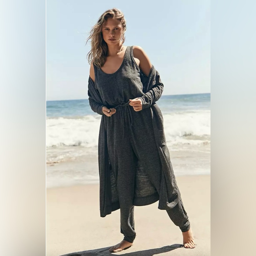 Free People Beach Bicoastal Heathered Charcoal Jumpsuit Small